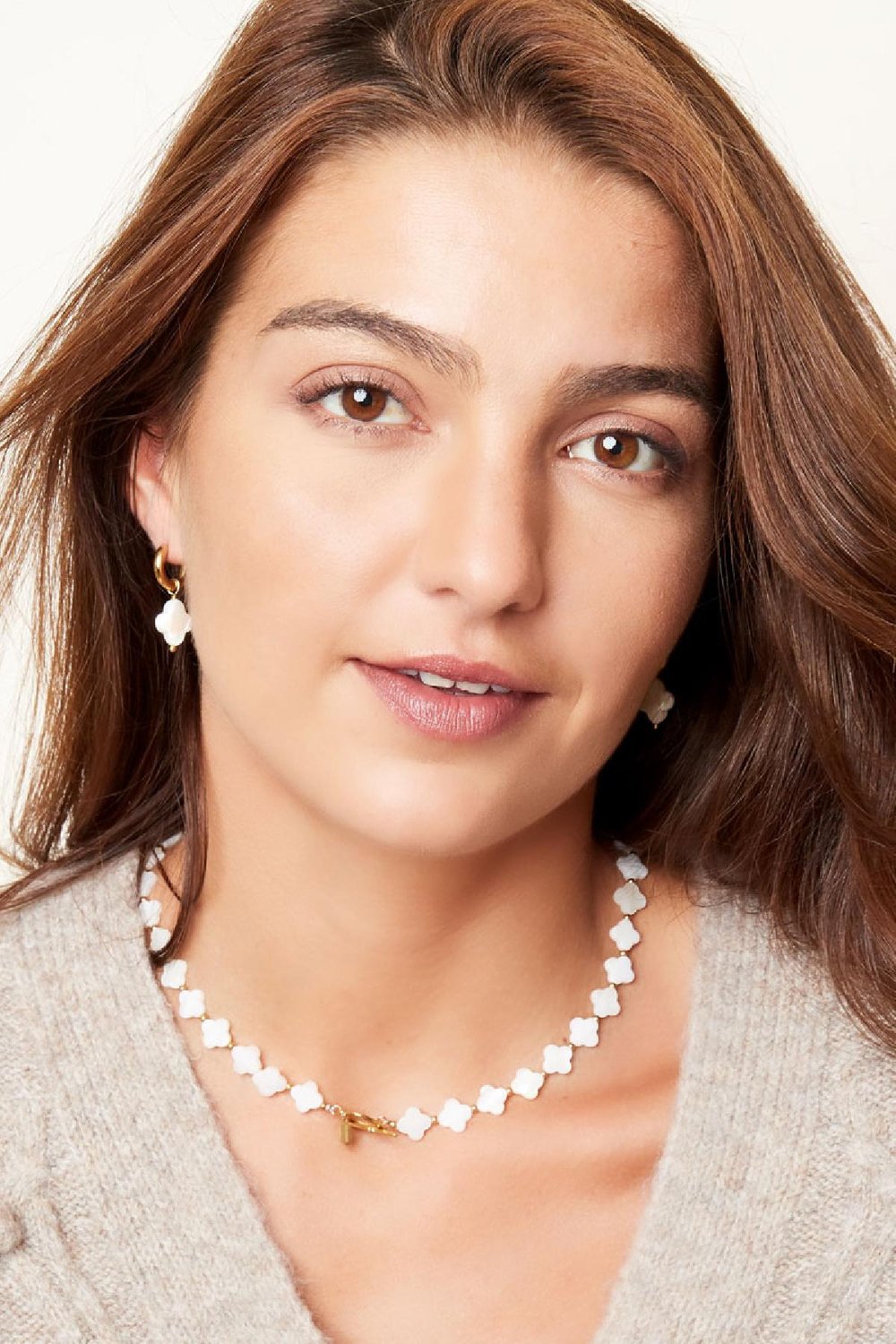 Earrings seashell clover Gold Color Stainless Steel h5Picture2